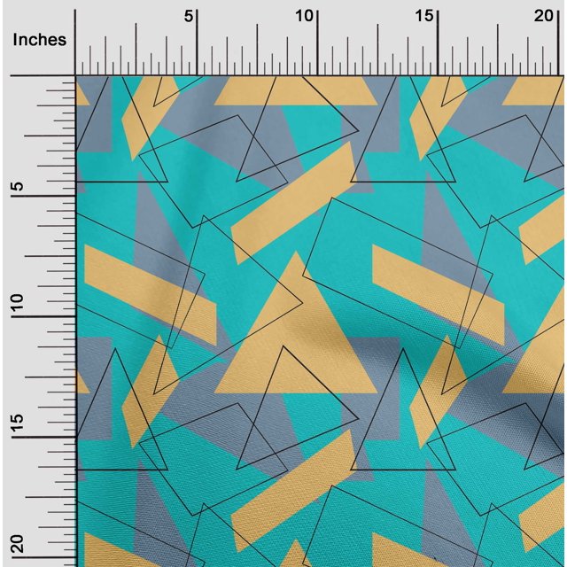 oneOone Organic Cotton Voile Fabric Rectangle & Triangle Geometric Printed Fabric 1 Yard 42 Inch Wide