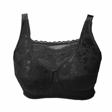 BIMEI Mastectomy Bra with Pockets for Breast Prosthesis Women Wirefree Everyday Bra plus size 8103,Black, 48A