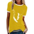 thumbnail image 1 of Pompotops Femmes Mode Décontractée Imprimé Col Rond Ample Manches Courtes T-shirt Haut Blouse Chandail Liquidation, 1 of 4