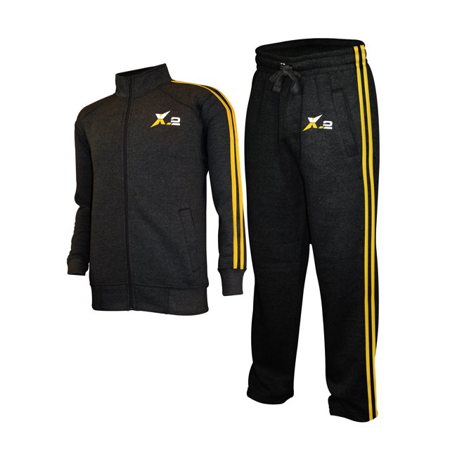 X-2 Mens Athletic Full Zip Fleece Tracksuit Jogging Sweatsuit Activewear