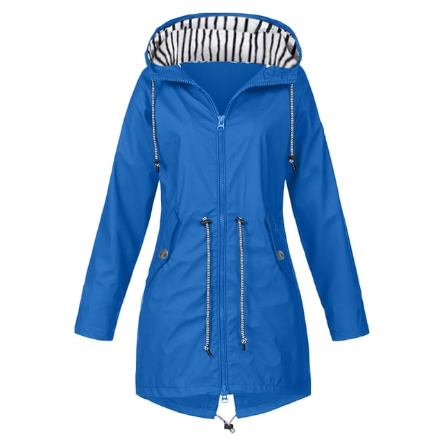 CEHVOM Manteau de Pluie Uni pour Femmes, Imperméable d'Extérieur à Capuche, Coupe-Vent, Haut, Liquidation