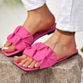 thumbnail image 4 of Womens Slide Sandals Flat Open Square Toe Fold Non Slip Casual Flat Sandals Hot Pink, 4 of 7