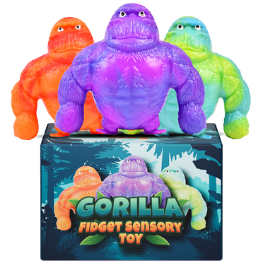 Gorilla Fidget Sensory Toy Colorful 3-Pack,Squishy Monkey Fun Fidget Sensory Toy for Relaxation and Focus, Party Favors for Kids.