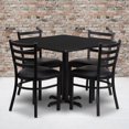 thumbnail image 3 of 36'' Square Black Laminate Table Set with X-Base and 4 Ladder Back Metal Chairs - Black Vinyl Seat, 3 of 4