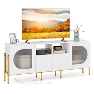 Patiojoy 65" Fluted Modern TV Stand for 55"-70" Televisions with Power Outlets
