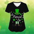 thumbnail image 4 of Birdeem Mode Saint-Patrick Femmes Col en V Décontracté Manches Courtes Poches Imprimées Hauts Blouse, 4 of 4