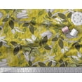 thumbnail image 3 of Soimoi Tissu Georgette Poly Jaune Motif Artistique de Feuilles Tissu au Mètre 42 Pouces de Large, 3 of 5