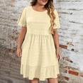 thumbnail image 1 of Weiqiqre Robes d'Été pour Femmes Décontractées Amples Mignonnes à Volants Manches Courtes Fluides Mini-Robe Robe d'Été, 1 of 8