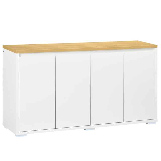 HOMCOM Armoire de Rangement Buffet Bahut avec 4 Portes Blanc