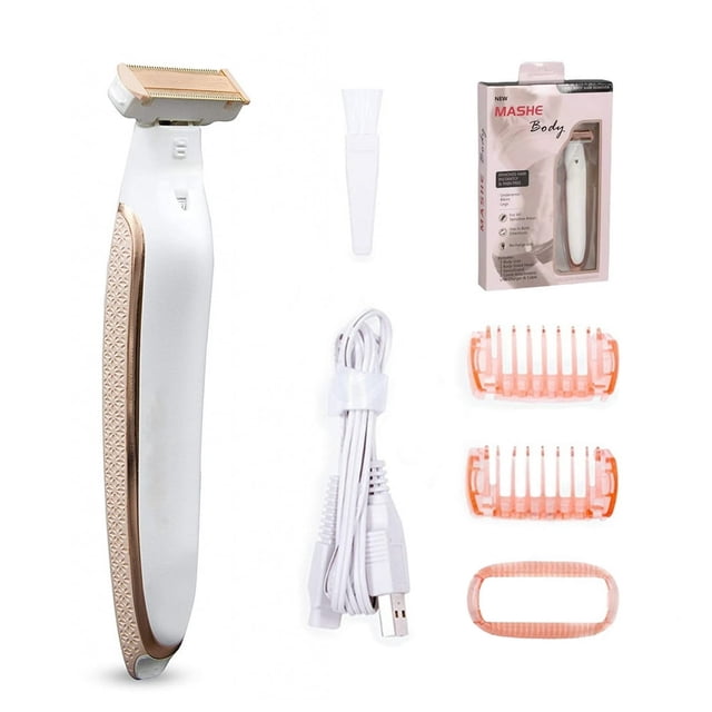 CNKOO Tondeuse et Rasoir pour le Corps Impeccable Rechargeable Bikini pour Femmes Blanc/or Rose