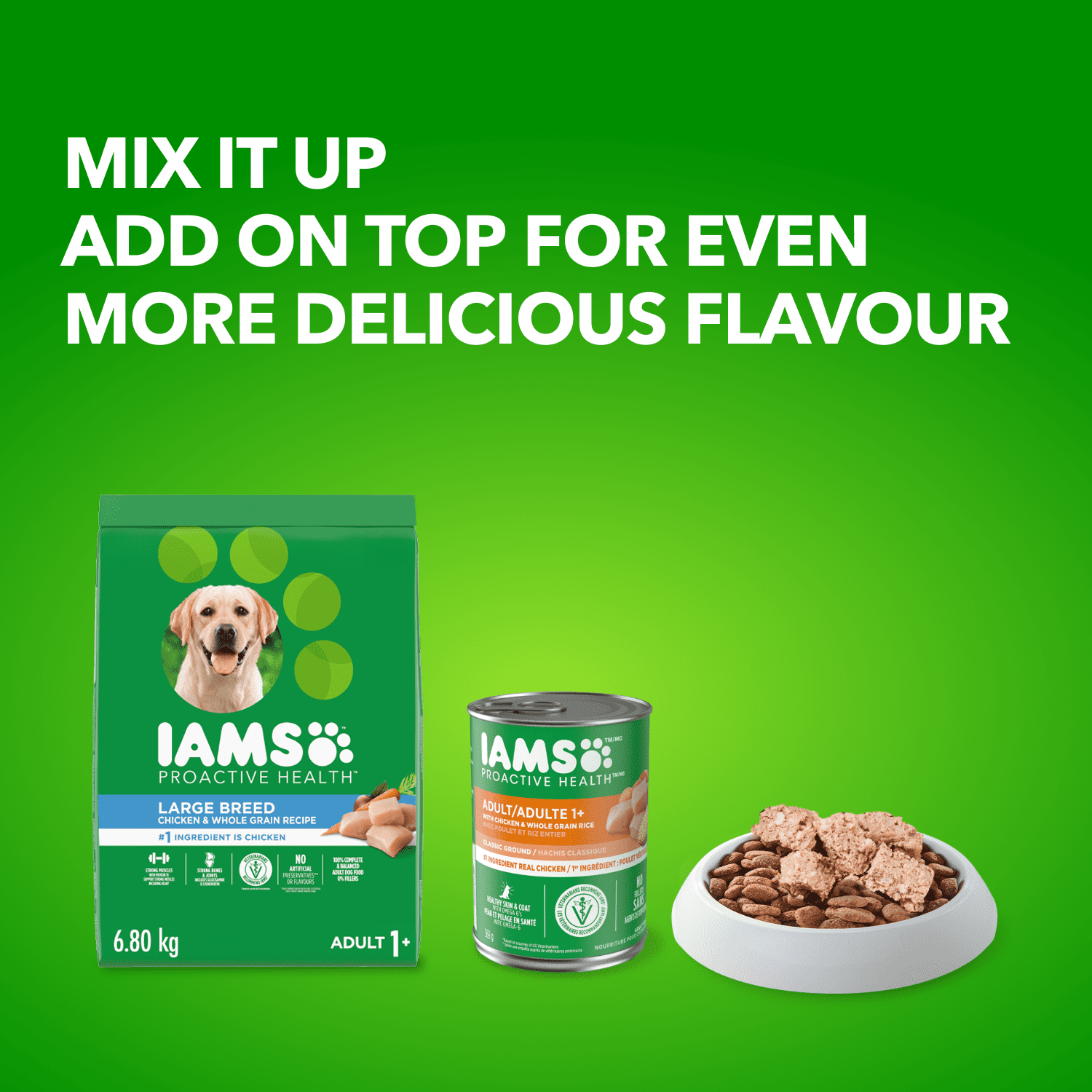 Iams Recette au Poulet & Grains Entiers Adulte Grande Race Nourriture Sèche pour Chiens 10kg