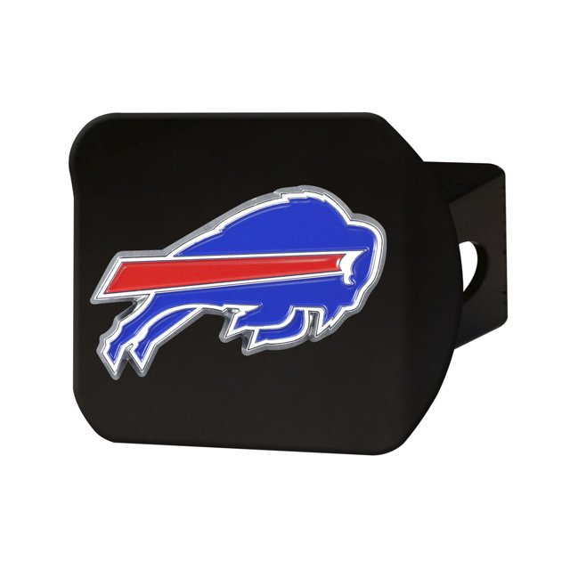 Fan Mat 22538 Trailer Hitch Cover Fits 2 Inch Receiver; NFL Buffalo Bills Logo On Black; Chrome Plated; Metal