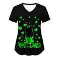 thumbnail image 1 of Birdeem Mode de la Saint-Patrick pour Femmes, Col en V, Décontracté, Manches Courtes, Imprimé, Poches, Hauts Blouse pour Dames, 1 of 4