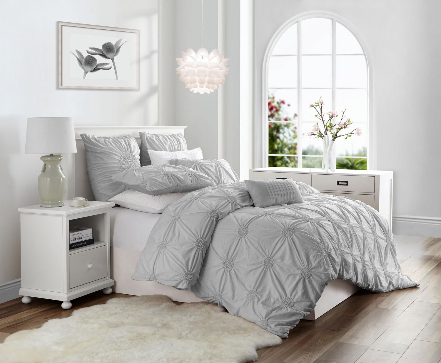Luxury Floral Ruched High Quality Duvet Cover Set