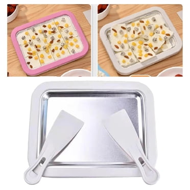 LSLJS Machine à Rouleaux de Crème Glacée Machine à Crème Glacée Roulée Poêle Sucrée Instantanée Froide avec 2 Spatules pour Faire de la Crème Glacée Roulée Grille à Crème Glacée au Yogourt