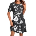 thumbnail image 2 of Ovzne Robes pour Femmes Robe Femme Mode pour Femmes Robe à Col Rond à Manches Courtes Imprimée Robe Chandail Robe Grande Taille à Manches Courtes Liquidation, 2 of 5