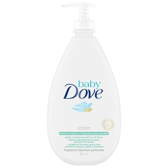 Baby Dove Lotion Hydratation Peau Sensible Non Parfumée pour Peau Sèche, 591 ml
