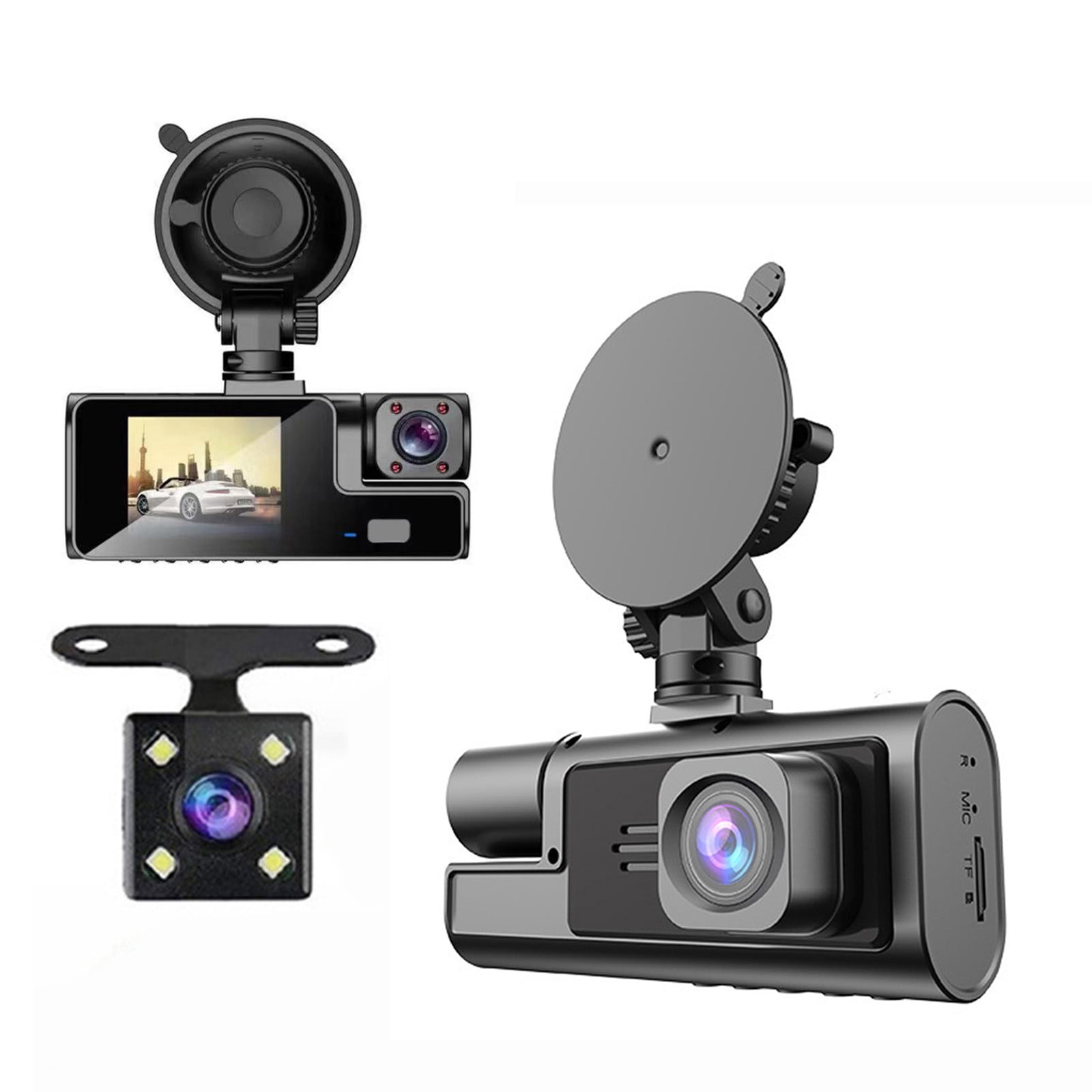 RXIRUCGD Dash Cam Front Inside And Rear 1080P Dash Camera For Cars With Infrared Night Vision 140 Degrees Wide Parking Monitor Gravity Sensing Loop Recording