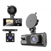 Tunhigl Dash Cam Front Inside And Rear 1080P Dash Camera For Cars With Infrared Night Vision 140 Degrees Wide Parking Monitor Gravity Sensing Loop Recording