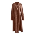 thumbnail image 4 of Birdeem Lapel Solid Color Slim Leather Long Leather Jacket Mens Windbreaker Jacket, 4 of 4