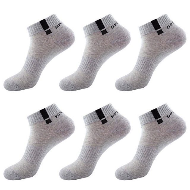 6 Pairs Mens Athletic Tab Socks Cotton Running Ankle Socks Short Sports Socks