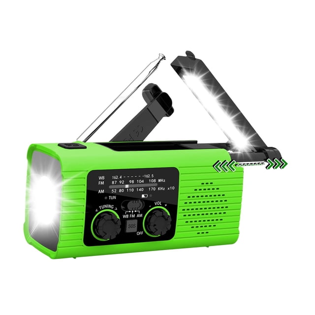 BELOVING Emergency Radio Compact Multifunctional Weather Radio for Home Hiking Indoor Green