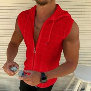 Mens Hooded Zipper Cardigan T Shirt Summer Fashion Plaid Sleeveless T Shirt Mens Lapel Top Layering Tee Long Sleeve Vintage 1982 T Shirts for Men Rayon Long Sleeve Shirt Men Vintage T Shirts for Men