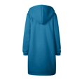 thumbnail image 4 of WEAIXIMIUNG Robe Chandail Surdimensionnée à Manches Courtes Femme Automne Hiver Décontractée Mode Couleur Unie à Cordon à Capuche Longue à Fermeture Éclair Manteau à Poches Long Manteau Veste, 4 of 6