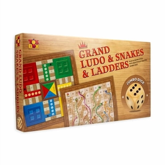 Toysbox Grand Ludo et Serpents et Échelles Jeu de Société avec dés en Bois Format Jumbo pour Jouer avec Enfants et Adultes