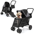 thumbnail image 1 of Gymax Poussette pour Chien pour Petits et Moyens Chiens avec Double Rampe d'Entrée, Roues Tout-Terrain, 1 of 10