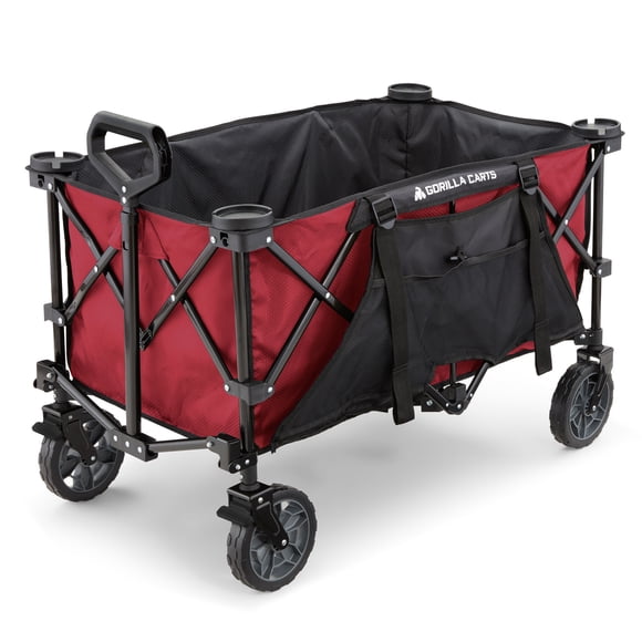 Gorilla Carts Chariot Pliable et Rabattable, Plateau de 7 Pi3, Capacité de Charge de 150 lb, Rouge