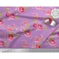 thumbnail image 3 of Soimoi Tissu Satin Modal Feuilles, Roses et Pivoines Imprimés Floraux au Mètre 42 Pouces de Large, 3 of 3