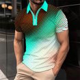 thumbnail image 2 of Birdeem T-Shirt Blouse à Fermeture Éclair pour Hommes, Décontracté, Imprimé, Manches Courtes, Col Rabattu, 2 of 12