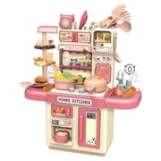 Pink Play Kitchen Set Mini Size Accessories Light Sound Manual Water Spray For Children Pretend Play Age 2 Plus Activity