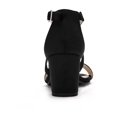 thumbnail image 3 of BLISSFUL STEP Women's Open Toe Cross Strap Mid Block Heel Sandals Black 7, 3 of 8