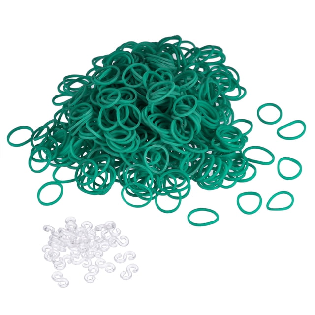 Unique Bargains Rubber Band, Rubber Elastic Band with Clips for Home Office Green 600Pcs