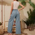 thumbnail image 4 of Timegard Womens Wide Leg Pants Elastic High Waist Drawstring Solid Color Beach Travel Casual Loose Pants, 4 of 5