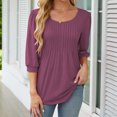 thumbnail image 2 of MeetoTime Womens Long Sleeve Shirts Fall Tops Casual Crew Neck Tunic Tops Pleated Comfy T-Shirts, 2 of 7