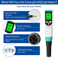 thumbnail image 3 of PH Meter with ATC Food PH Tester, Waterproof Digital Food PH Meter with High Accuracy PH/Temperature Probe, 3 of 6