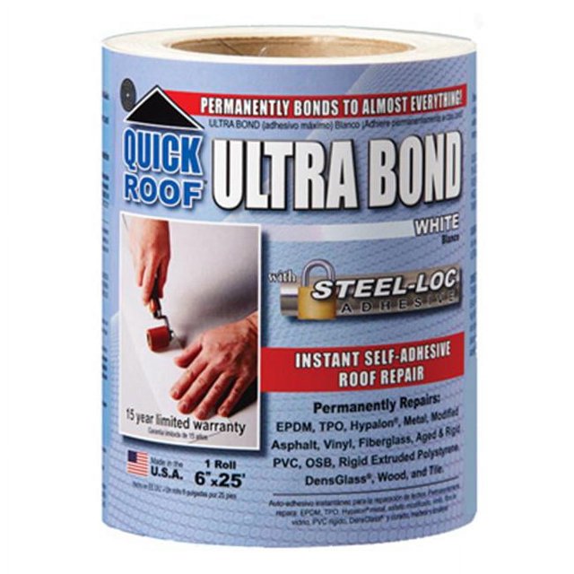 Cofair Produits UBW625 6 Po. x 25 Pi. Réparation de Toit Auto-Adhésive Instantanée Blanche Ultra Bond
