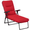 thumbnail image 1 of Outsunny Chaise Longue d'Extérieur avec Coussin, Chaise de Patio Pliable, Rouge Bordeaux, 1 of 10