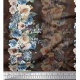 thumbnail image 1 of Soimoi Tissu Georgette Poly Brun Grandiflora Roses Tissu à Imprimé Floral au Mètre 52 Pouces de Large, 1 of 5