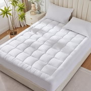 Oaskys Hypoallergenic Mattress Topper – Grid Fitted Sheet, Soft Microfiber Top Mattress Cover, Wrinkle Resistant Breathable for All Season Comfort