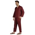 thumbnail image 3 of Inkmeso Ensemble de Pyjama Classique Uni en Coton, Pyjama Boutonné pour Hommes, 2 Pcs, Tenue de Nuit, 3 of 7