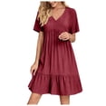 thumbnail image 1 of Yuyuzo Tenue de Robe Formelle pour Femmes Élégante à Manches Courtes Robe de Plage Robe Cocktail à Volants Soirée Bal Robe Courte, 1 of 7
