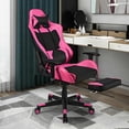thumbnail image 4 of Costway Chaise de Jeu de Massage Inclinable de Course pour Bureau et Ordinateur avec Repose-Pieds Rose, 4 of 10