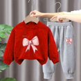 thumbnail image 3 of Pisexur Ensemble 2 Pcs pour Bébé Filles Garçons Automne Hiver Mode Décontractée Polaire Manches Longues Col Rond Chandails en Molleton et Pantalons Vêtements de Détente Imprimé Mignon Ensemble de Survêtement pour Enfants 3-8 Ans, 3 of 4
