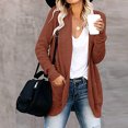 thumbnail image 4 of Cardigan Long en Tricot pour Femmes PVCS Décontracté Uni à Manches Longues avec Poches en Peluche, 4 of 9
