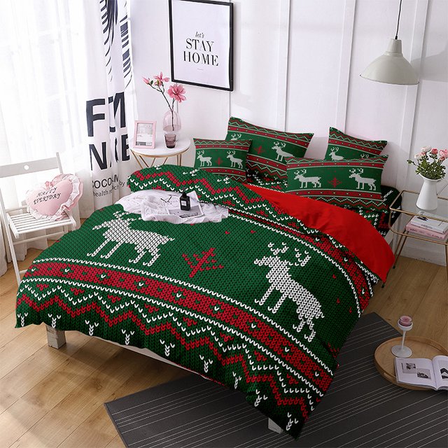 Innerwin Quilt Sets Printed Coverlet Set 3 Pieces Christmas Comforter Bedspread Lightweight Microfiber Breathable Ultra Soft Decor Style A Full