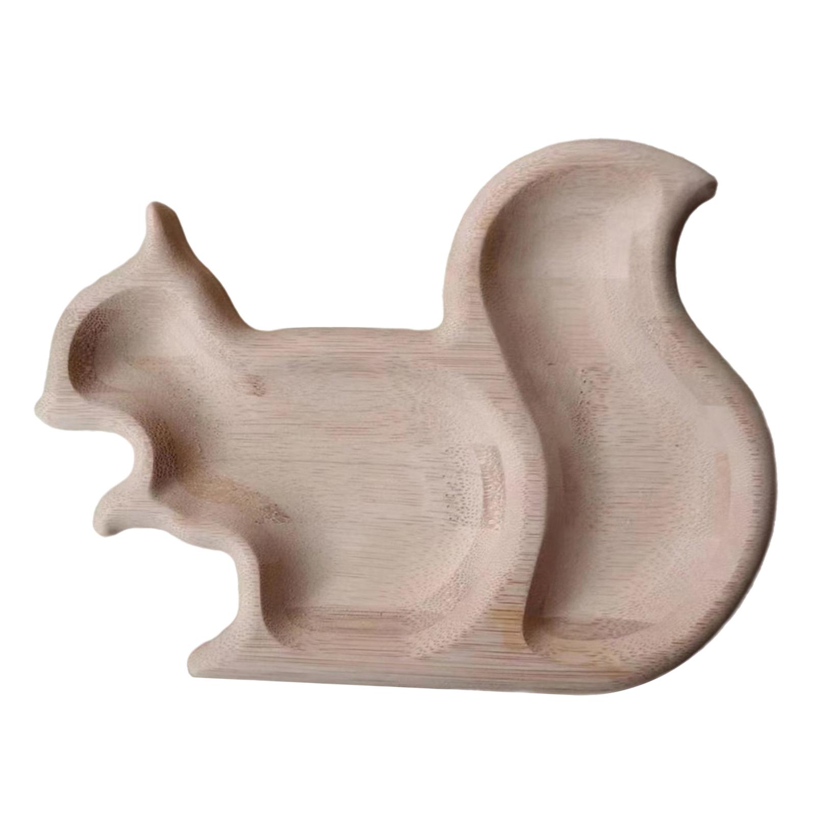 Squirrel Serving Dish Nut Snack Bowl Pistachio Shells Holder Wood